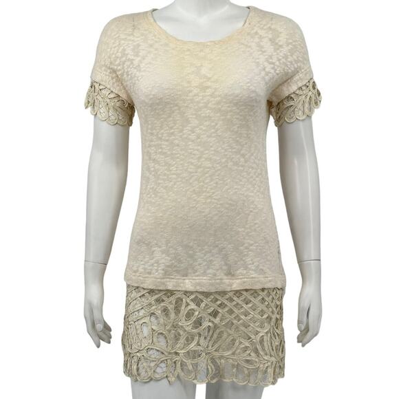 Anthropologie Tops - Saturday Sunday Anthropologie Top Women XS Spalliera Lace Trim Tunic Cotton Boho